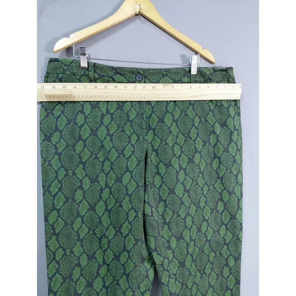 Michael Kors Green Black Snakeskin Print Tapered Pants Women Plus Size 16W